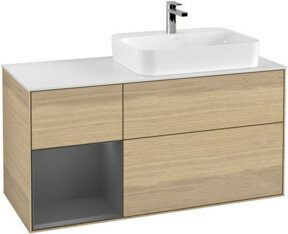 V&B Waschtischunterschrank Finion mit Wandbeleuchtung und linkem Regal in Anthrazit, Breite: 120 cm, Tiefe: 50,1 cm, Höhe: 50,1 cm - Bild 1