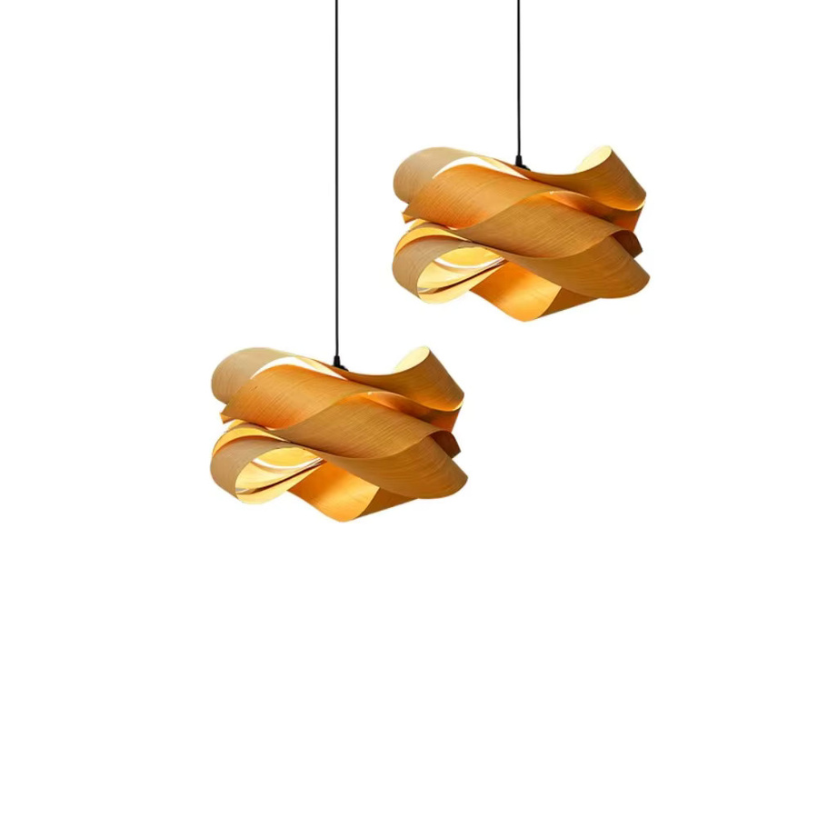 JOYINLED Pendelleuchte im chinesischen Stil, minimalistische Hängelampe aus Metall und Holz in Schwarz für Esszimmer und Flur, Durchmesser: 45 cm / 60 cm - Bild 4