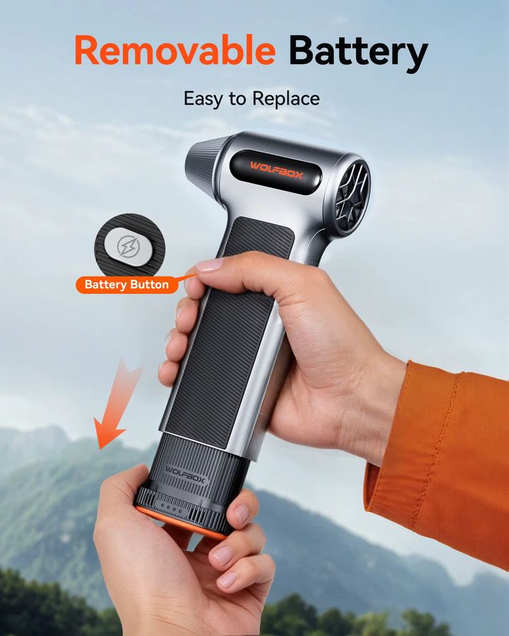 WOLFBOX MF200 Elektrischer Luftstaubsauger und Luftgebläse mit 320 g Winddruck, wiederaufladbarer bürstenloser 3-Gang-Motor für Auto, PC und Zuhause - Bild 3