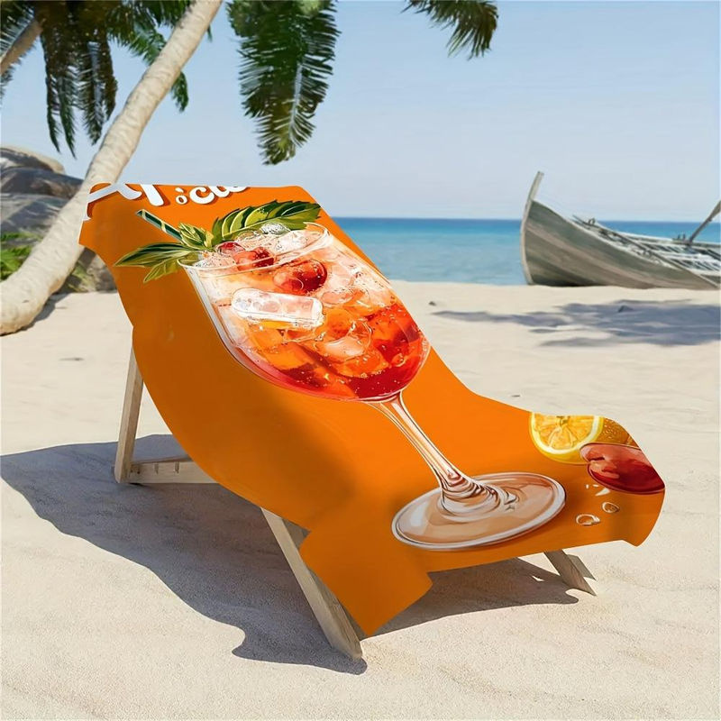 Extragroßes Strandtuch von Ka Chen Muxi mit It’S Aperol Cocktail-Design, schnell trocknende Mikrofaser in Orange und Weiß, Breite: 75 cm, Höhe: 150 cm - Bild 2