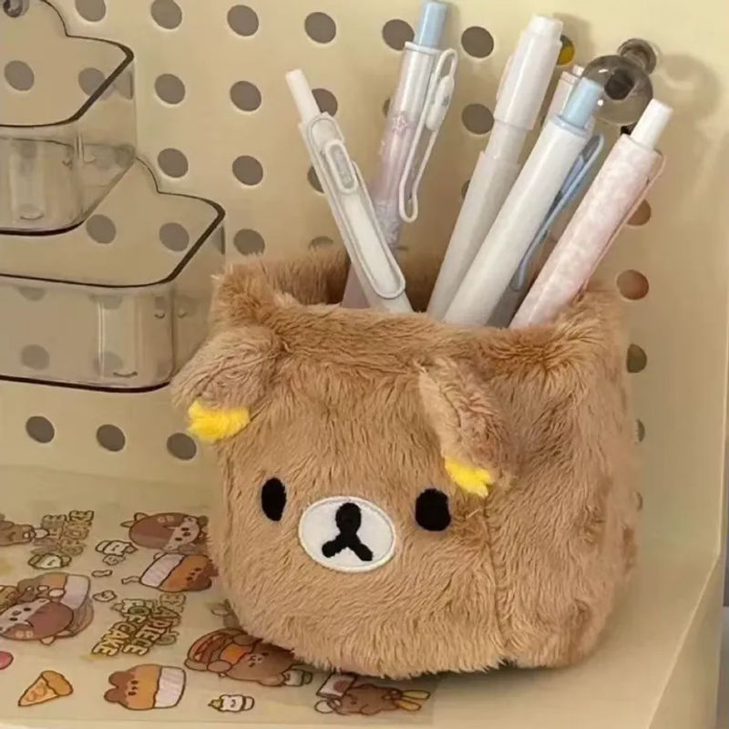 Rilakkuma Plüsch-Aufbewahrungsbox als Schreibwaren-Organizer für deinen Schreibtisch, Braun - Bild 3