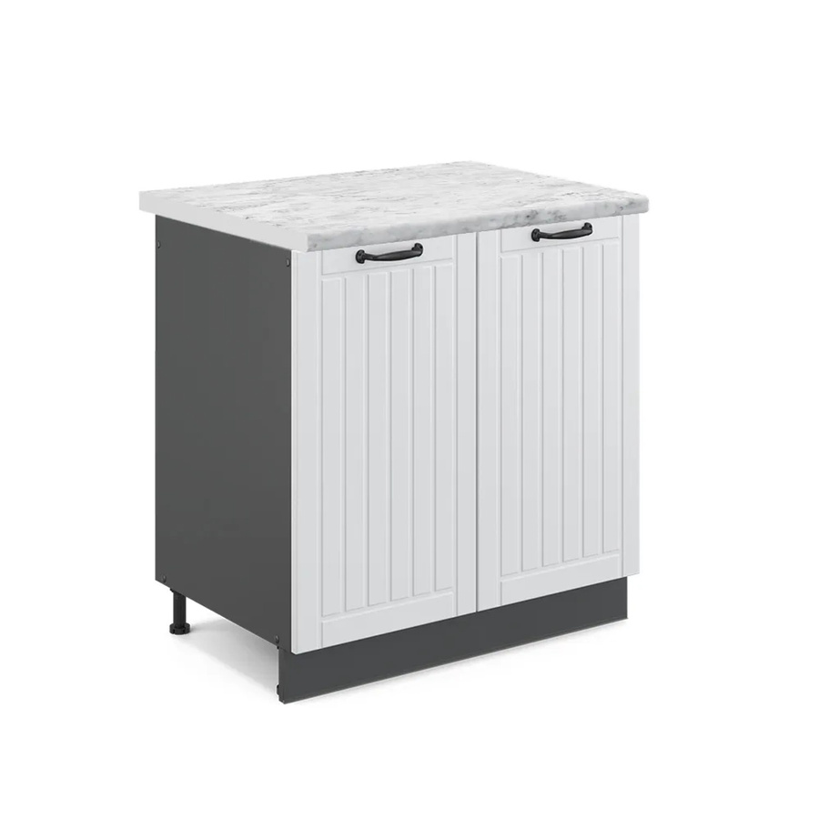 Vicco Spülenunterschrank Fame-Line in Weiß und Anthrazit im Landhausstil mit Soft-Close-Türen, Breite: 80 cm, Tiefe: 60 cm, Höhe: 82 cm - Bild 2