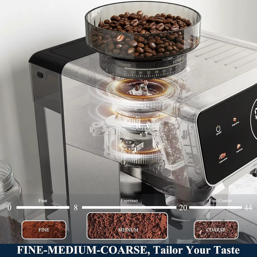 CAFELFFE MK-903 Barista Espressomaschine in Silber mit integriertem Mahlwerk, Touchscreen und 1,8 l Wassertank - Bild 2