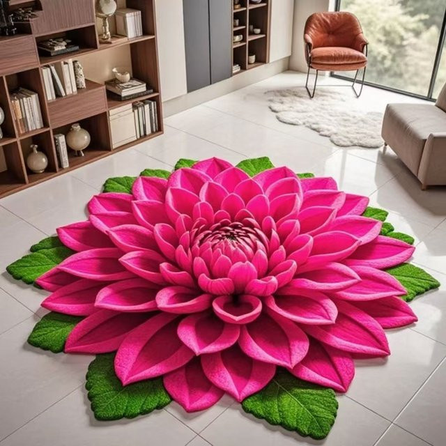 WTEMPO Dekorative Teppichmatte in Blütenform, Rosa, Polyester, B/B: 160 x 160 cm - Bild 1