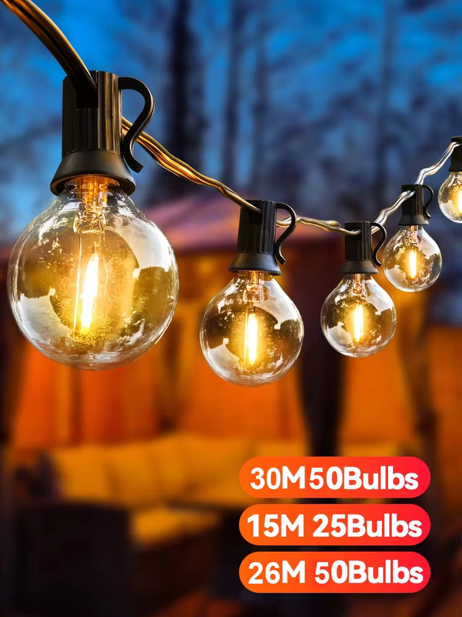 Avanlo Outdoor LED Lichterkette G40 mit bruchsicheren Glühbirnen in Warmweiß für Garten, Terrasse, Hochzeit und Party - Bild 6