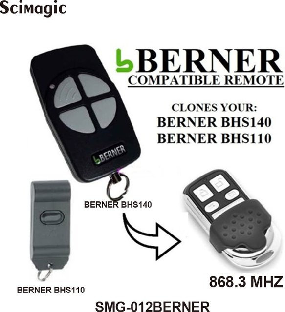Berner Fernbedienung für Garagentore und Türen BHS 211 221 153 110 140 121 130 in Schwarz mit 868,3 MHz - Bild 1