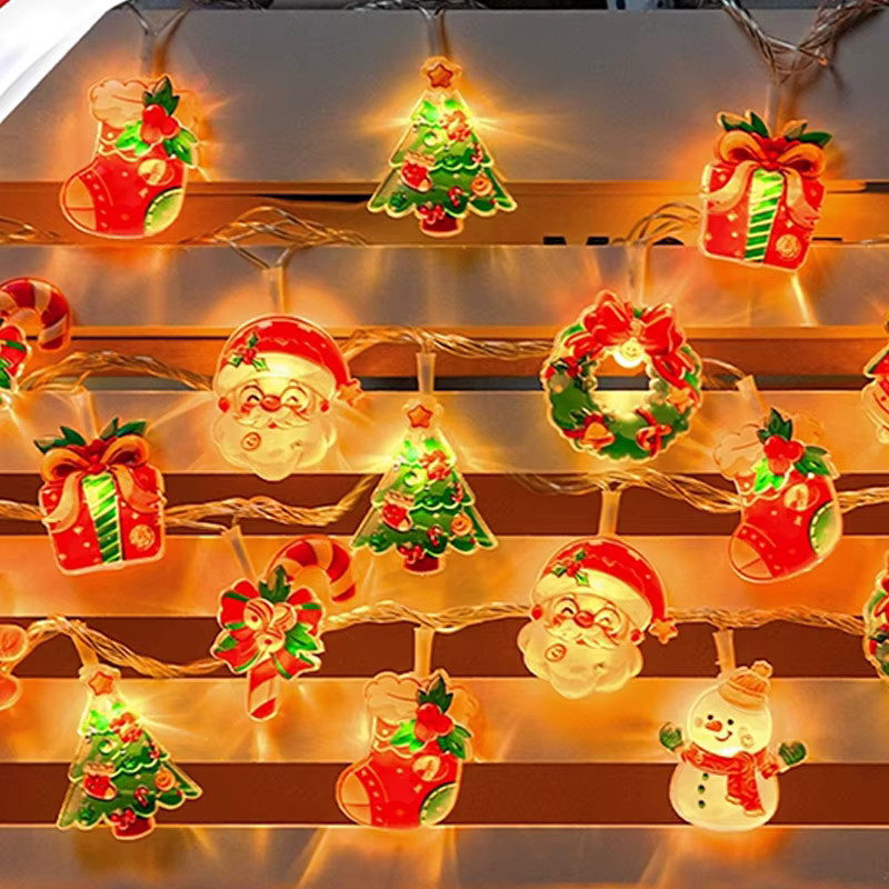 Feimefeiyou Acryl LED Lichterkette als Vorhang mit Schneemann und Weihnachtsmann in Warmweiß und Multicolour für Weihnachten und Partys - Bild 2