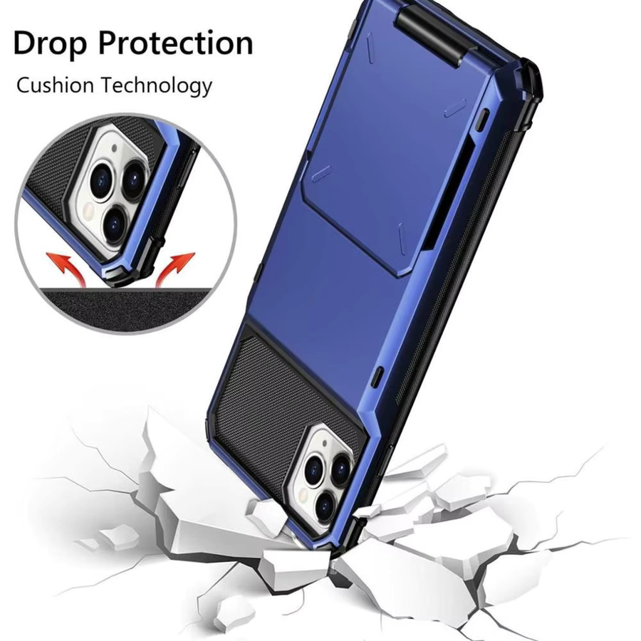 Eurynome Brieftaschen-Hülle für iPhone mit Kartensteckplatz und Hidden Pocket, Armor Hard PC Cover, grau - Bild 6