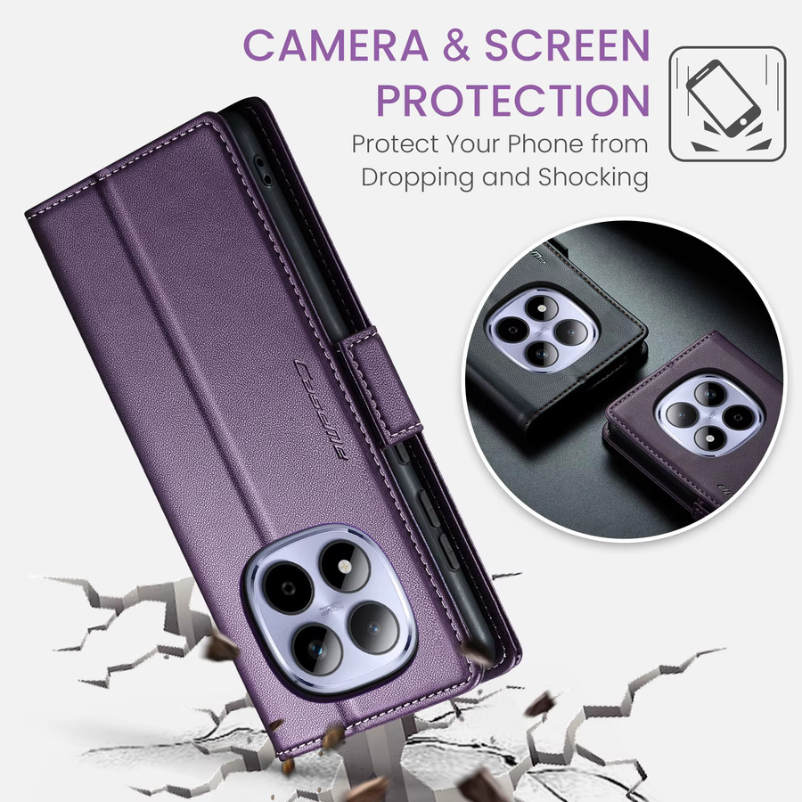CaseMe Magnetische PU-Lederhülle mit Kartenhalter für Xiaomi Redmi Note 15 Pro 4G 5G und Redmi Note 15 Pro Plus in Lila - Bild 2