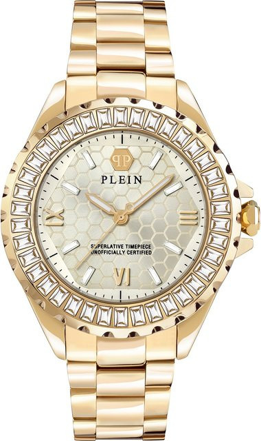 Philipp Plein Damenuhr Rock Couture, Quarz, Edelstahl, Gold, 38 mm - Bild 1