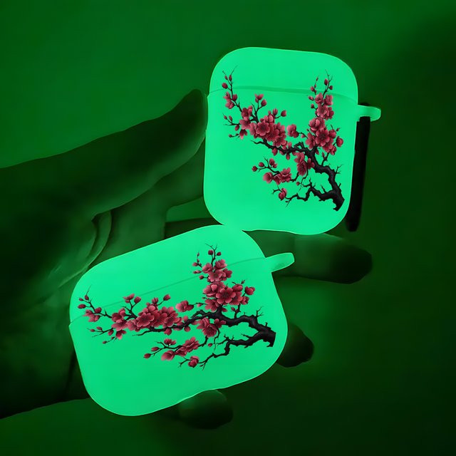 Rosa Blumen-Nachtlicht Silikon-Schutzhülle für Apple AirPods 4, 3, 2, 1 und AirPods Pro 2, 3, Pro - Bild 1
