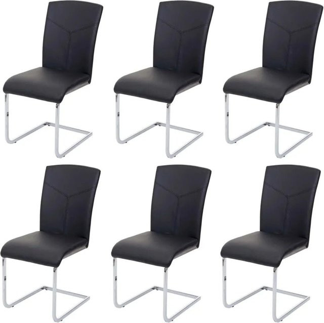 6er-Set MCW Esszimmerstuhl F36 Freischwinger aus Kunstleder in Schwarz - Bild 2