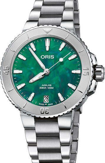 Oris Armbanduhr Aquis, Automatik, Edelstahl, Grün-Blau, 36,5 mm, Unisex - Bild 1