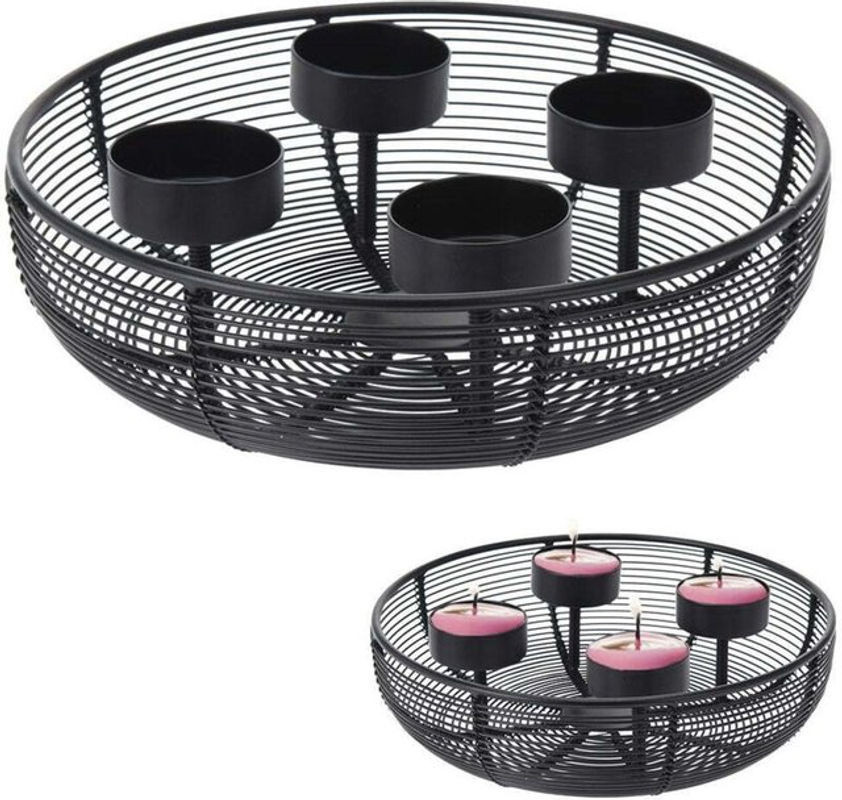 HOME&STYLING Teelichthalter Becher aus Metall in Schwarz, rund, Durchmesser: 20,5 cm - Bild 1