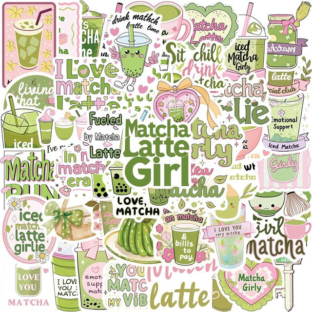 MRJIAANGSON Matcha Latte Mädchen Ästhetik Graffiti Aufkleber, 50-teiliges Set - Bild 1