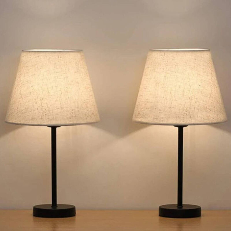 Opviq Tischleuchte in Creme mit 2 E27 Fassungen aus Metall und PVC, Skandinavisch Design, B/H/T: 22 x 36 x 22 cm - Bild 2