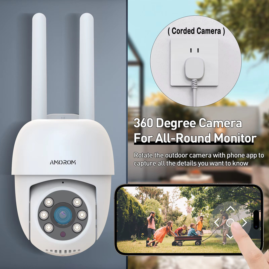 AMOROM PTZ-Überwachungskamera mit 2K-Auflösung, Wi-Fi, Nachtsicht und Alarmfunktion, Farbe: Weiß - Bild 5