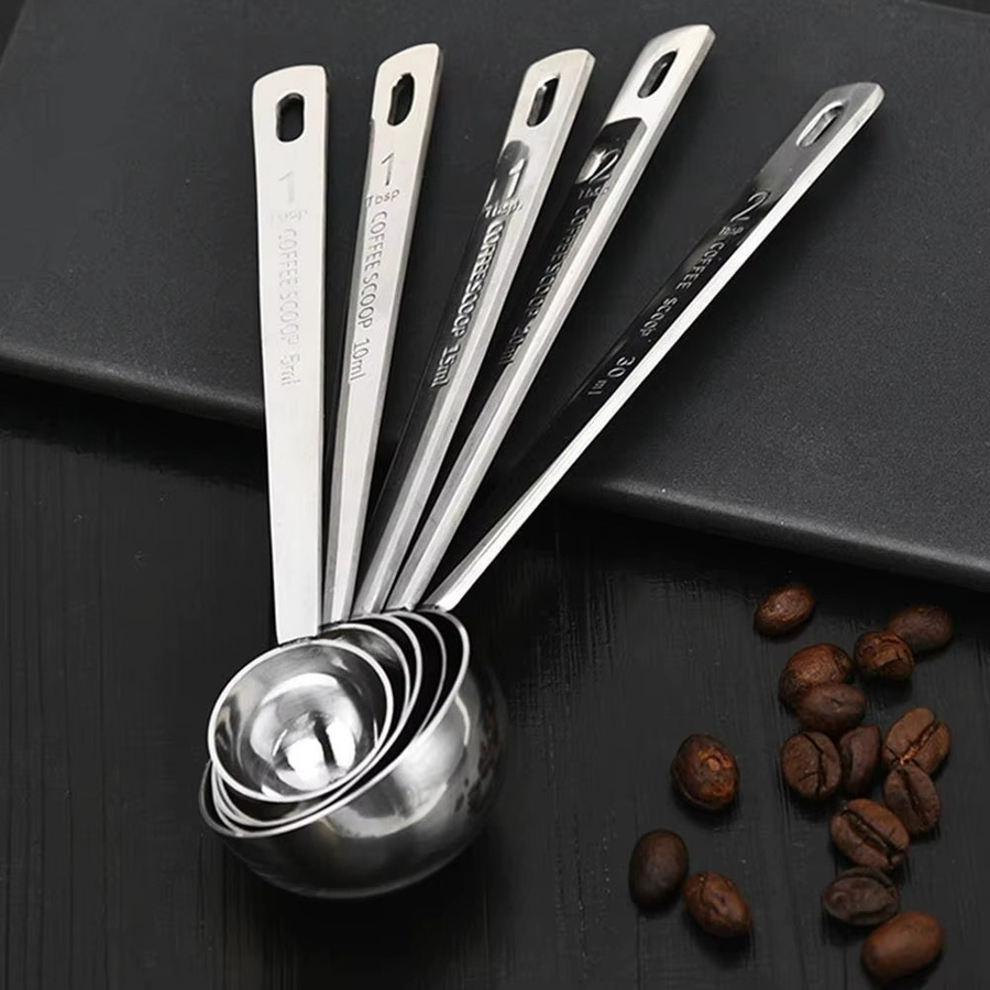 Edelstahl Messlöffel in Silber für Kaffee und Pulver, erhältlich in 5ml, 10ml, 15ml, 20ml oder 30ml - Bild 3
