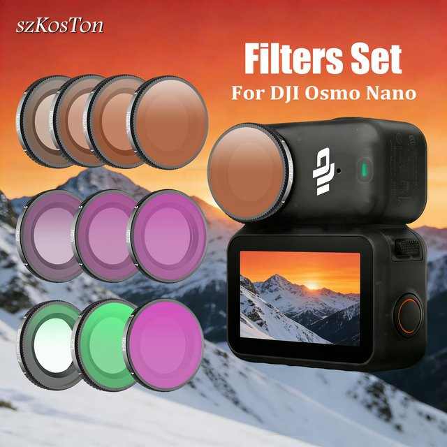 DJI OSMO Nano Objektiv Filter Set Schwarz mit CPL, UV, ND8, ND16, ND32 und ND64 Schutzfilter Zubehör Kit - Bild 1