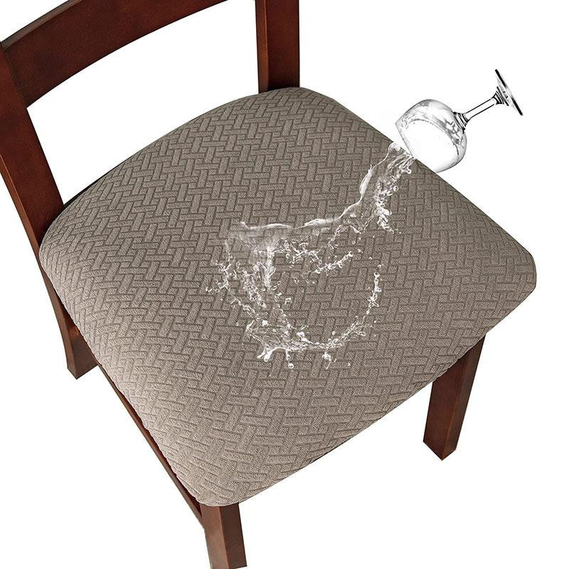 YZFZP Wasserdichter Esszimmerstuhl Sitzbezug aus Jacquard in Beige - Bild 2