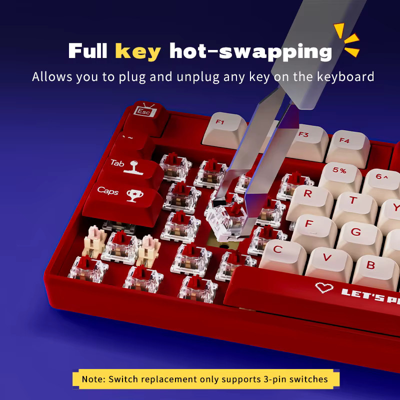 AIAZZ AK870 MC Mechanische Tastatur in Purple mit Hot-Swap-Funktion und USB-C-Anschluss für PC und Gamer (87 Tasten) - Bild 4