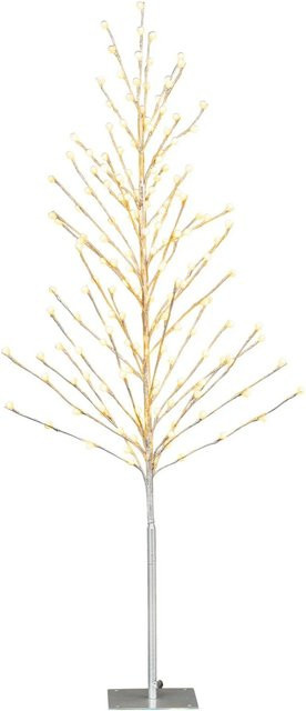 Costway Künstlicher Weihnachtsbaum mit LED-Lichtern in Silber und Weiß, Höhe: 155 cm - Bild 1