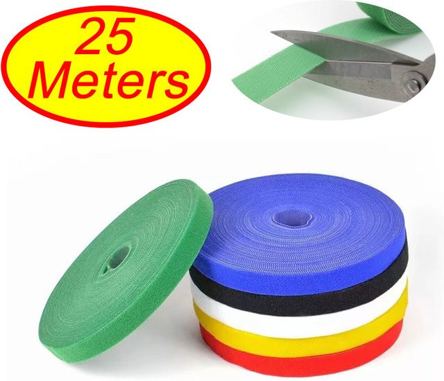 Selbstklebendes Nylon-Klettband in Grün zur Kabelorganisation, 25 m Länge, doppelseitig - Bild 1