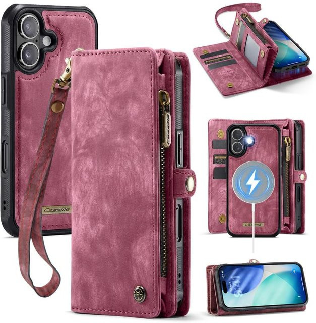 CaseMe 008 Abnehmbare Multifunktionale Leder Handyhülle für iPhone 17 in Rot - Bild 1