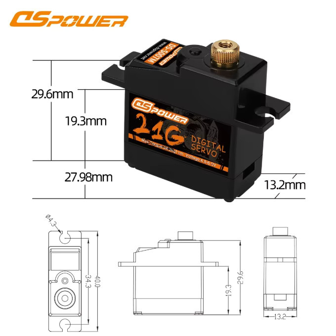 DSPOWER Micro Servo Motor für RC Auto LKW Flugzeug Boot Roboter - Bild 2