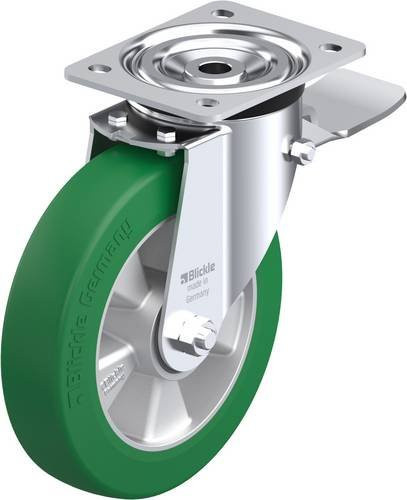 Blickle L-ALST 200K-ST Lenkrolle mit Feststeller in Silber, Rad-Durchmesser: 20 cm, Tragfähigkeit: 400 kg - Bild 1