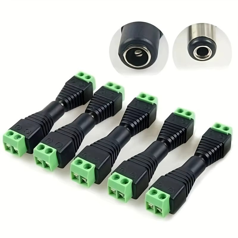 5 Paar schweißfreie DC-Stecker und DC-Buchsen in Grün und Schwarz, 5,5 x 2,1 mm Anschlussüberwachungs-Netzstecker mit Push-Button - Bild 2