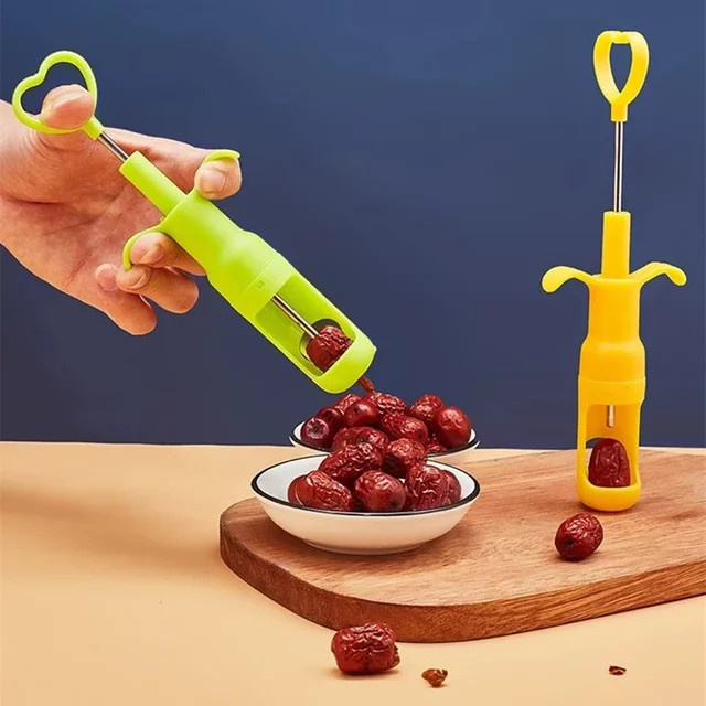 Kirsch und Oliven Entkerner sowie Dattel- und Jujube-Entferner in Rot aus Kunststoff für die Küche - Bild 1
