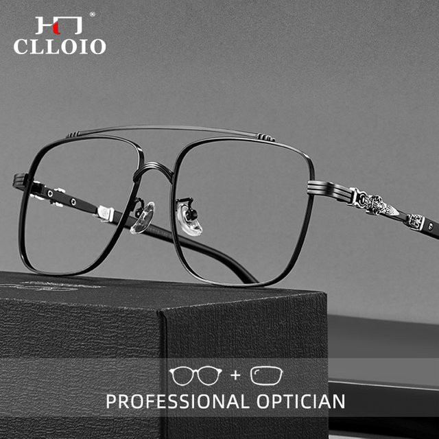 CLLOIO Lesebrille, Vollrand, Square, Metall, Schwarz, Anti Blue Ray - Bild 1