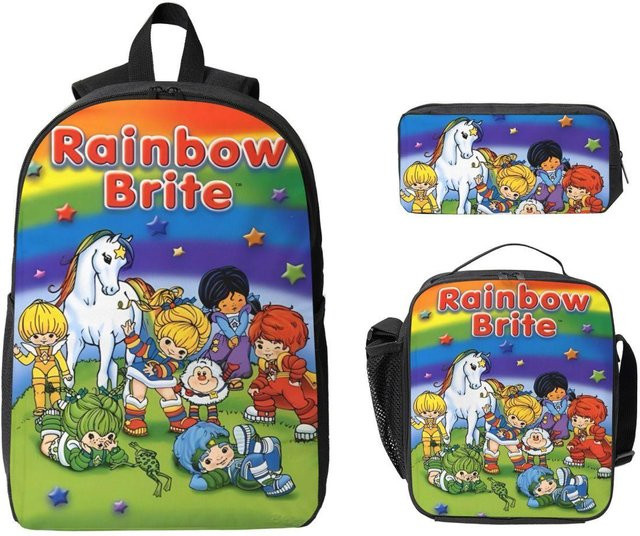 Rainbows Brite Schultaschen-Set aus Polyester mit Rucksack, Brotdose und Federmäppchen in Multicolour - Bild 1