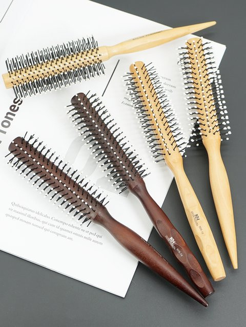 Runder Haarkamm mit Naturholzgriff, anti-statisch, für feines Haar, Unisex - Bild 1