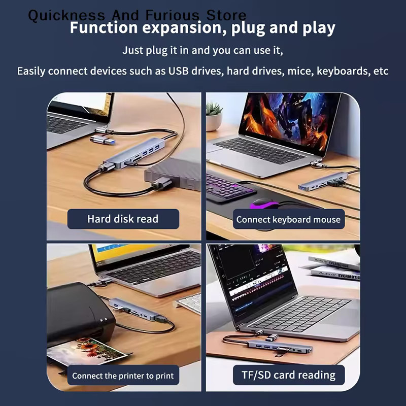 TO 8-in-1 USB-Expander-HUB mit 2 USB 3.0, 2 USB 2.0, 1 USB-C-Anschluss und TF-Kartenleser für Laptops und PCs - Bild 6