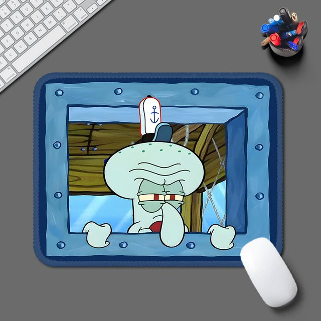 Potdemiel Mauspad mit SpongeBob Schwammkopf, Thaddäus Tentakel und Patrick Star, High Definition Druck, verdickt mit verstärkten Kanten und rutschfester Unterseite - Bild 1