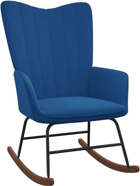 vidaXL Schaukelstuhl Blau Samt mit Armlehnen und integriertem Sitz Modell 2 - Bild 1