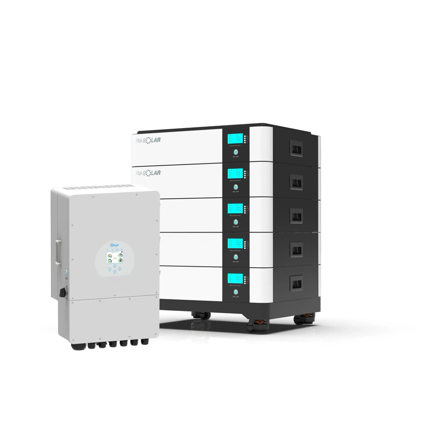 Deye 1-Phasen Hybrid-Wechselrichter On/Off-Grid 5kW mit 50kWh LiFePO4 Stapel-Batteriespeicher in Weiß - Bild 2