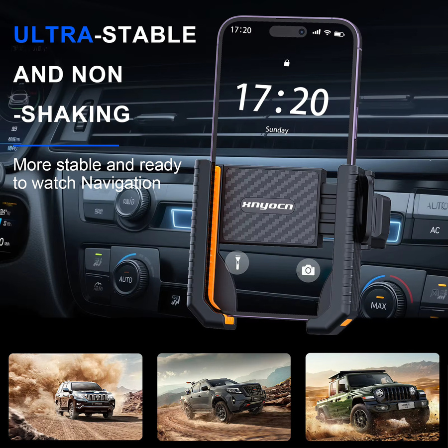 Auto-CD-Schlitz Handyhalterung mit Ein-Knopf-Verriegelung und Speicherfunktion für iPhone und Samsung (4-7 Zoll) in Schwarz und Orange - Bild 4