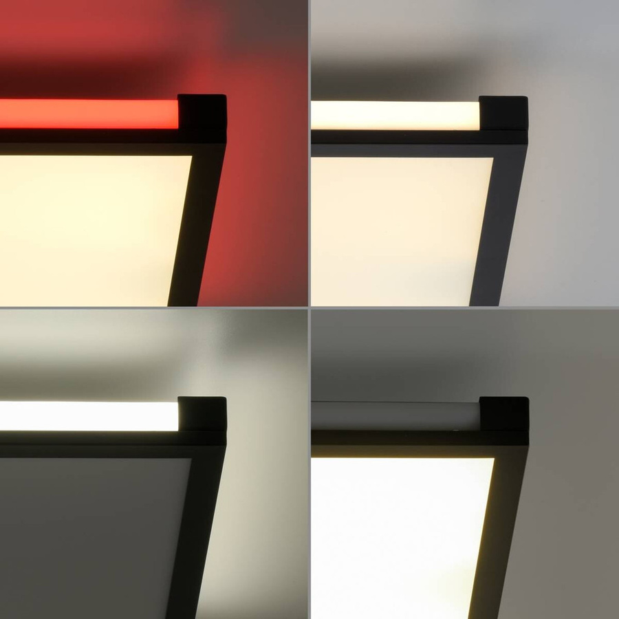 Just Light LED-Deckenleuchte Mario Schwarz, dimmbar mit Fernbedienung, B/H/T: 100 x 25 x 7,1 cm - Bild 3
