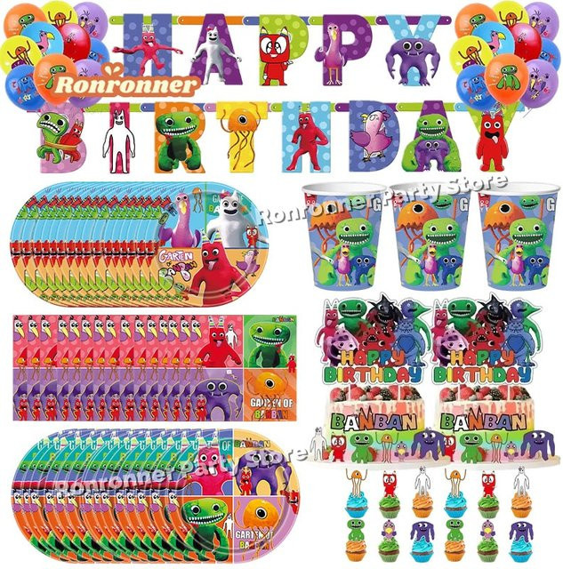 Garten of Banban Party-Dekorationsset Multicolor mit Tellern, Servietten, Bechern, Banner und Luftballons - Bild 1
