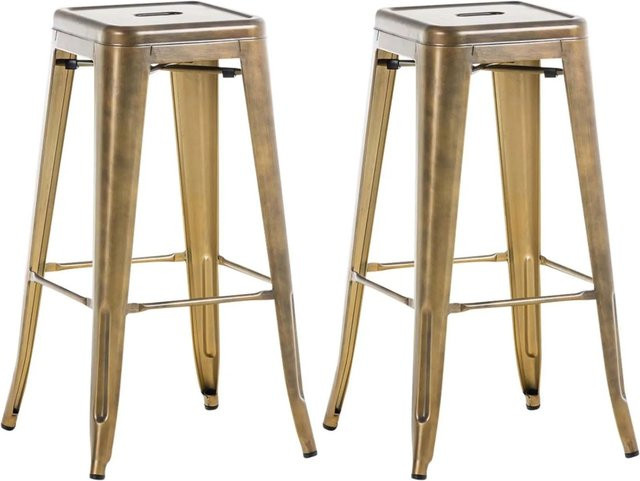 DELUKE Barhocker MILAN 2er Set Gold Metall Barstühle im Industrial-Design ohne Lehne - Bild 1