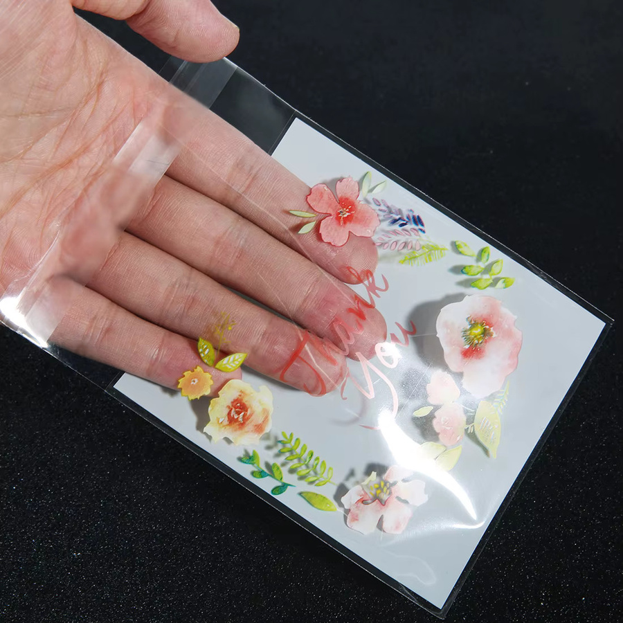 100 Stück Selbstklebende OPP Beutel mit Blumenmuster und Danke-Aufdruck, Transparente Plastiktüten für Geschenke und Süßigkeiten - Bild 2