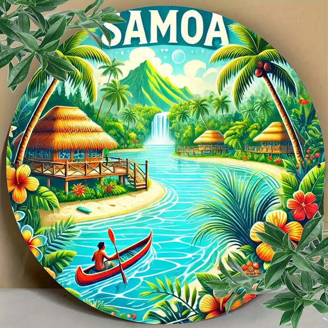 Potdemiel Samoan Greeting Rundes Vintage Aluminiumschild in Mehrfarbig, Durchmesser: 20 cm - Bild 1
