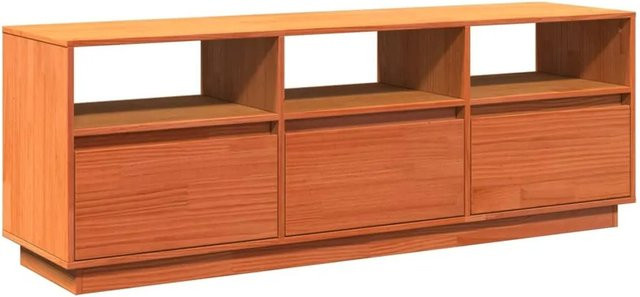vidaXL TV-Schrank aus Massivholz Kiefer in Wachsbraun, Rustikaler Mediaschrank für Wohnzimmer und Schlafzimmer, B/T/H: 140 x 37 x 50 cm - Bild 1