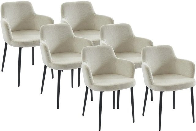 Vente-unique Stuhl Celola in Creme mit Cord-Bezug und Metallgestell, Höhe: 80 cm - Bild 1