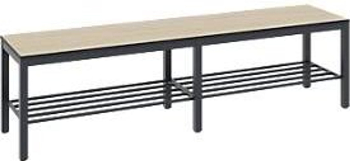 C+P Umkleidebank Basic Plus mit Schuhrost, Dekor Eiche Sereno, Gestell Schwarzgrau, B/T/H: 150 x 35,3 x 40,1 cm - Bild 2