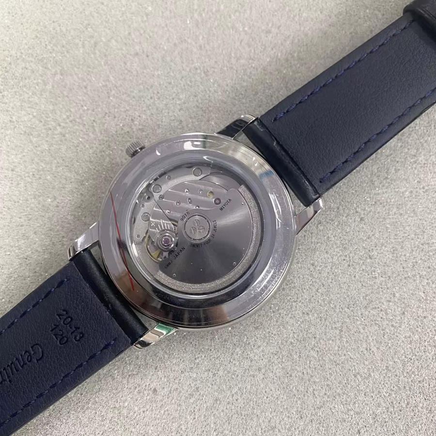 SEBKD Herrenuhr, Automatik, Edelstahl, 40 mm, Lederarmband, Silber - Bild 2