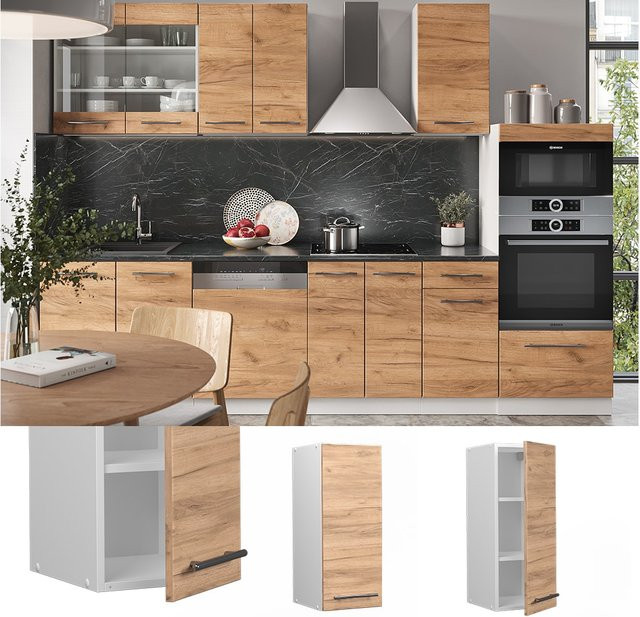 Vicco Hängeschrank Fame-Line Küchenschrank in Weiß und Eiche mit Softclose-Scharnieren und Einlegeböden, Breite: 30 cm, Höhe: 72 cm, Tiefe: 34,1 cm - Bild 1